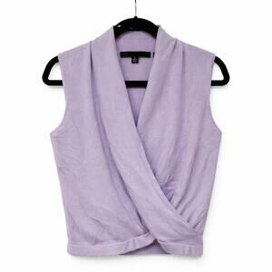 Ellen Tracy Cashmere Wrap Tank Sweater Purple Size L Made in USA